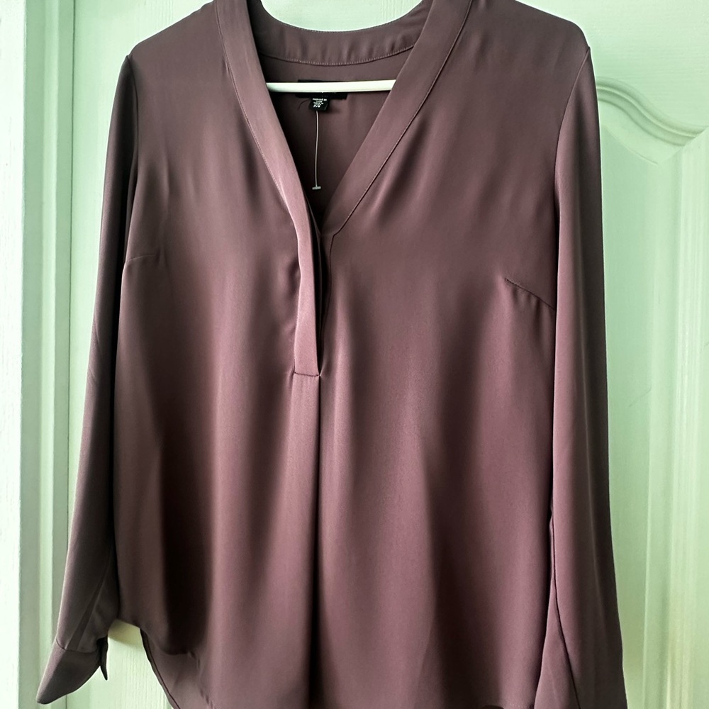 Le Chateau Plum V-Neck Blouse